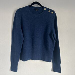 J.CREW Crewneck Sweater w Gold Shoulder Buttons Merino Wool/Alpaca Blend Top XL